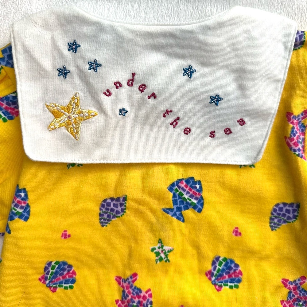 Vintage Under the Sea Fish Baby Bubble Romper 1pc Yellow 6-9M NWT Simply Basic